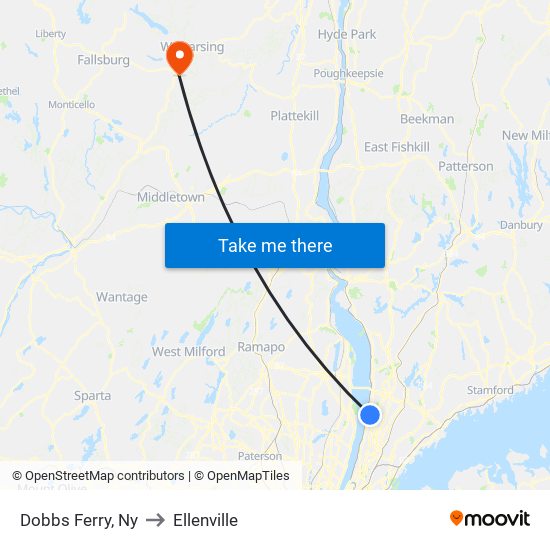 Dobbs Ferry, Ny to Ellenville map