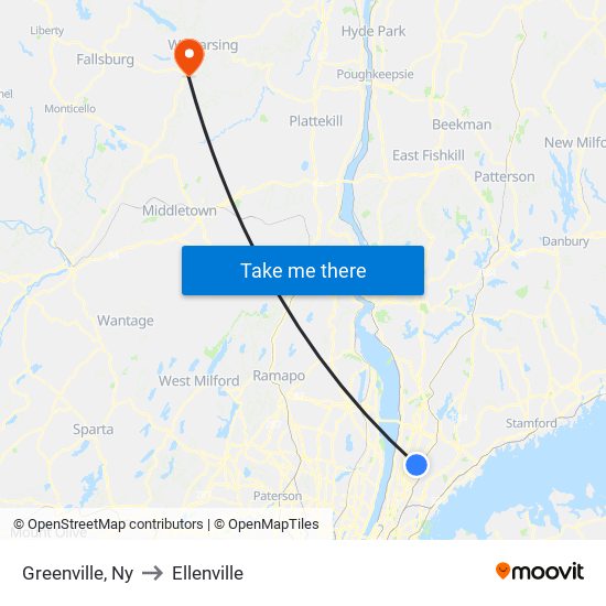 Greenville, Ny to Ellenville map