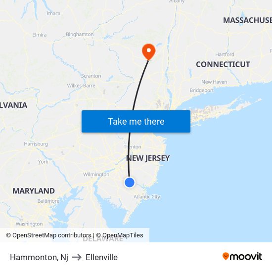 Hammonton, Nj to Ellenville map