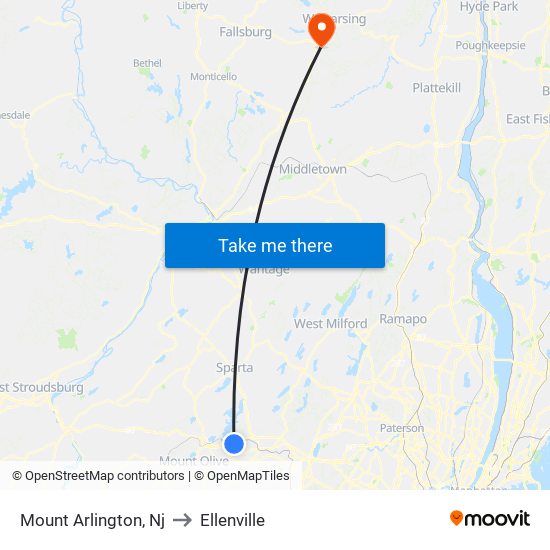 Mount Arlington, Nj to Ellenville map