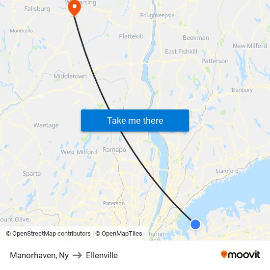 Manorhaven, Ny to Ellenville map