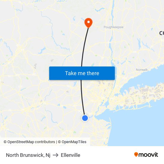 North Brunswick, Nj to Ellenville map