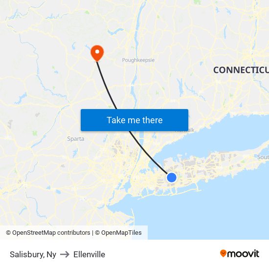 Salisbury, Ny to Ellenville map