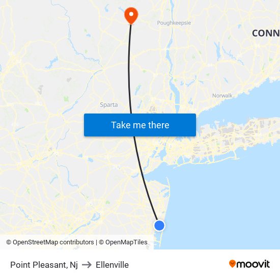 Point Pleasant, Nj to Ellenville map