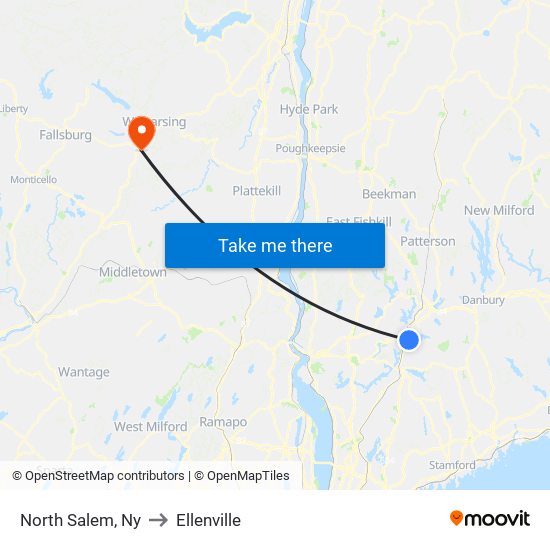 North Salem, Ny to Ellenville map