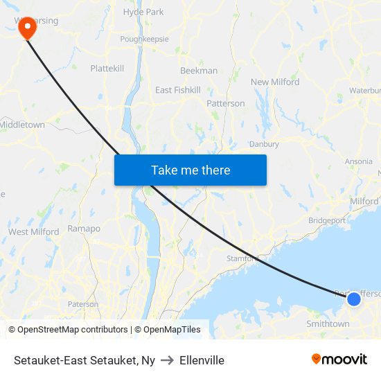 Setauket-East Setauket, Ny to Ellenville map