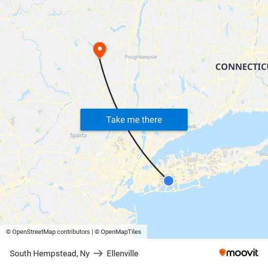 South Hempstead, Ny to Ellenville map