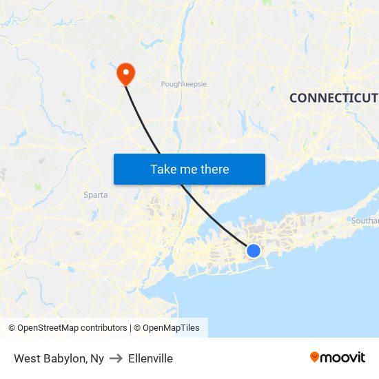 West Babylon, Ny to Ellenville map