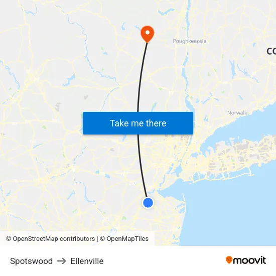 Spotswood to Ellenville map