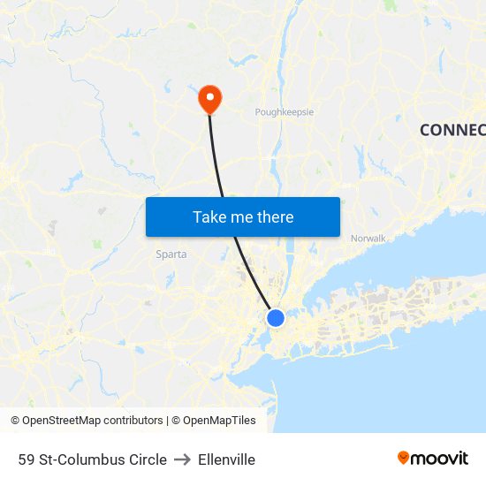 59 St-Columbus Circle to Ellenville map