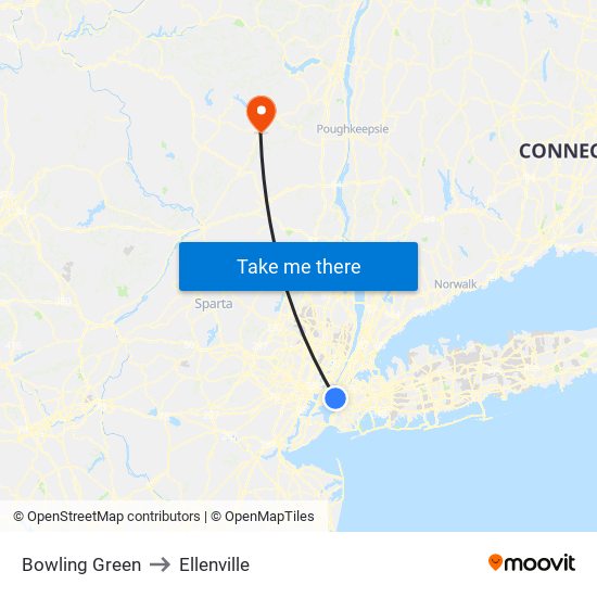 Bowling Green to Ellenville map