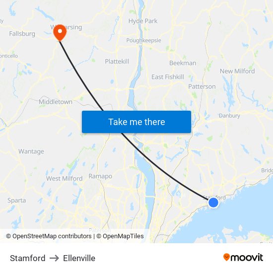 Stamford to Ellenville map