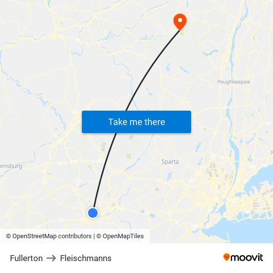 Fullerton to Fleischmanns map