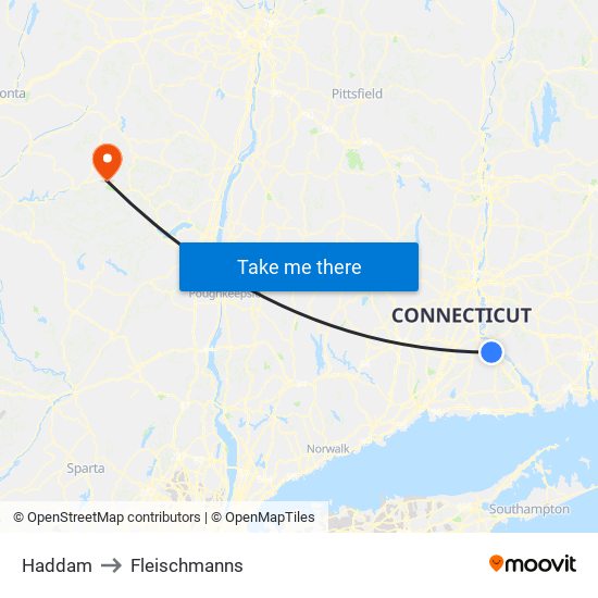 Haddam to Fleischmanns map