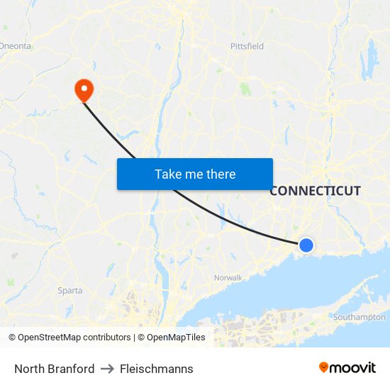 North Branford to Fleischmanns map