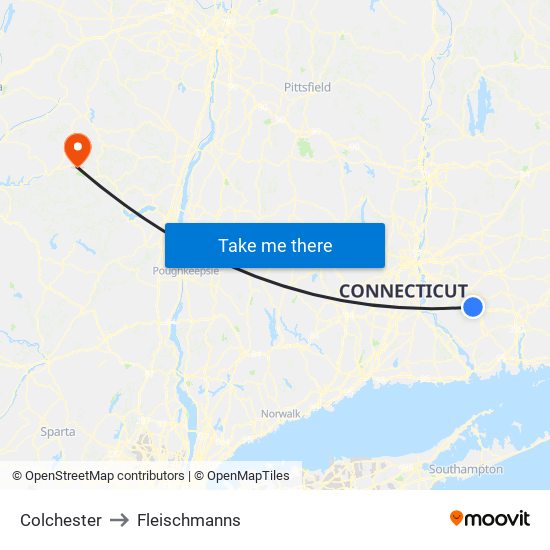 Colchester to Fleischmanns map