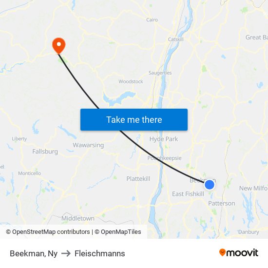 Beekman, Ny to Fleischmanns map