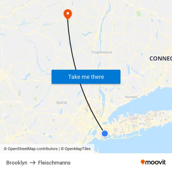 Brooklyn to Fleischmanns map