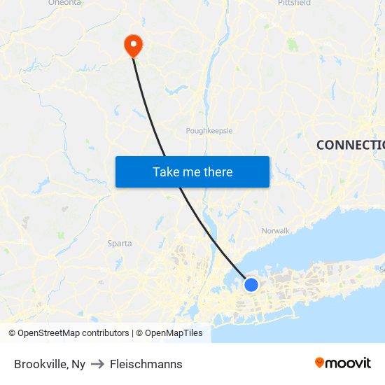 Brookville, Ny to Fleischmanns map