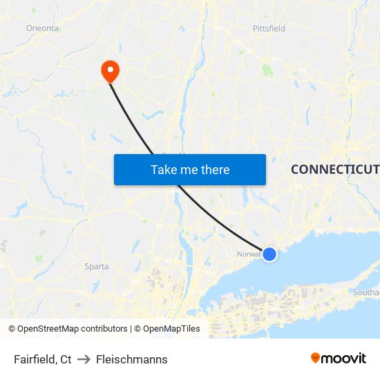 Fairfield, Ct to Fleischmanns map