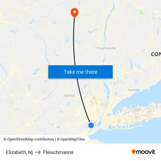 Elizabeth, Nj to Fleischmanns map