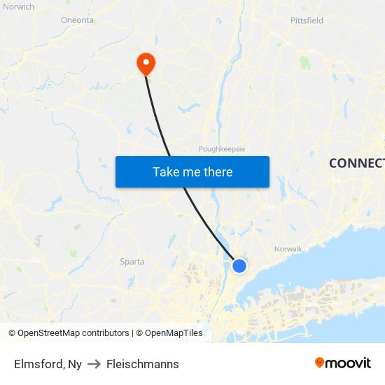 Elmsford, Ny to Fleischmanns map