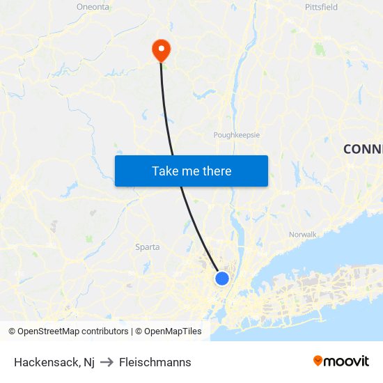 Hackensack, Nj to Fleischmanns map