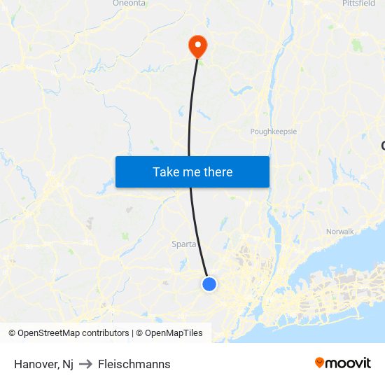 Hanover, Nj to Fleischmanns map