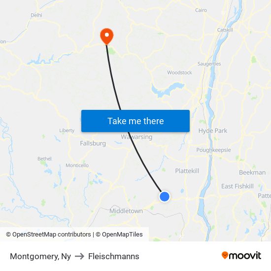 Montgomery, Ny to Fleischmanns map