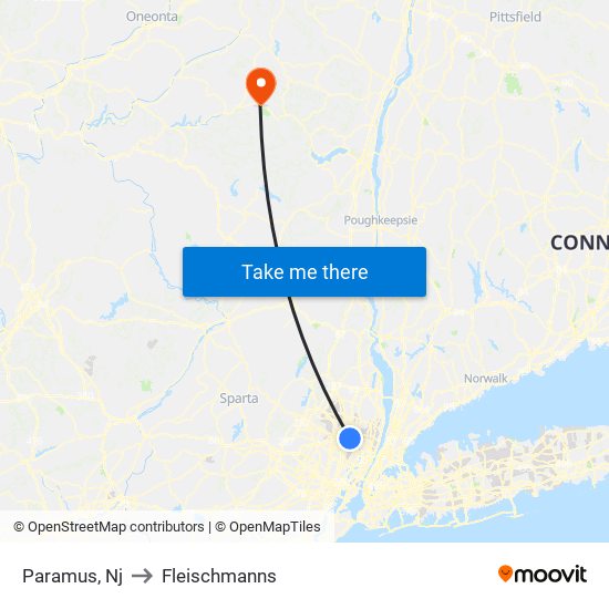 Paramus, Nj to Fleischmanns map