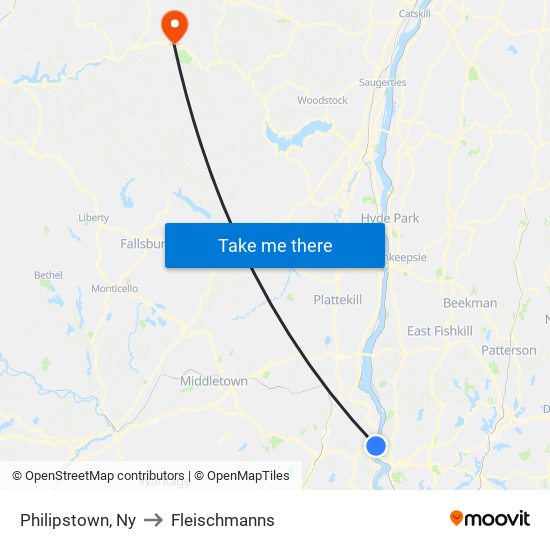 Philipstown, Ny to Fleischmanns map