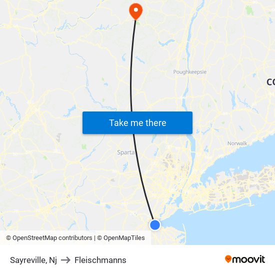 Sayreville, Nj to Fleischmanns map