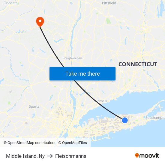 Middle Island, Ny to Fleischmanns map