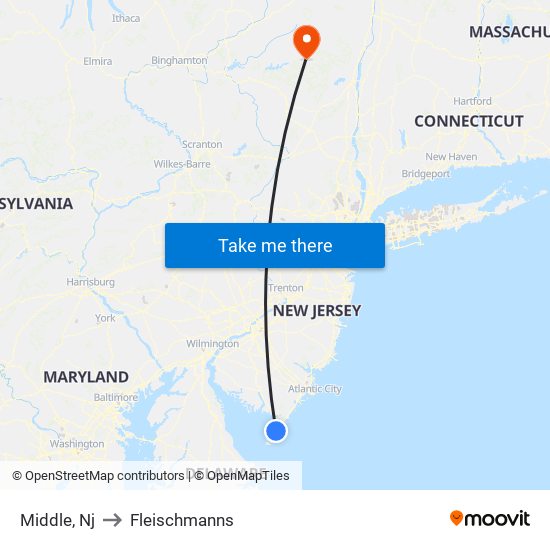 Middle, Nj to Fleischmanns map