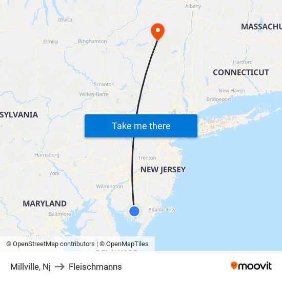 Millville, Nj to Fleischmanns map