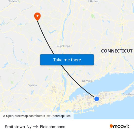 Smithtown, Ny to Fleischmanns map