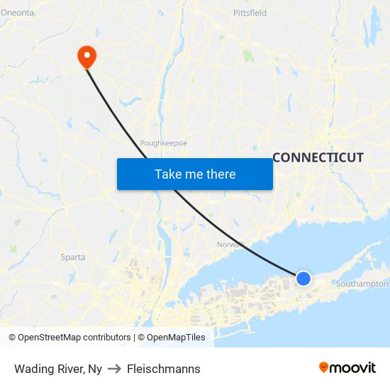 Wading River, Ny to Fleischmanns map