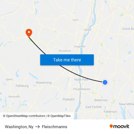 Washington, Ny to Fleischmanns map