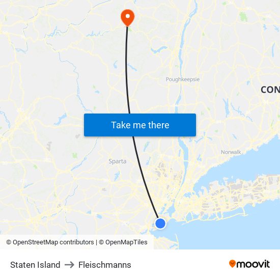 Staten Island to Fleischmanns map