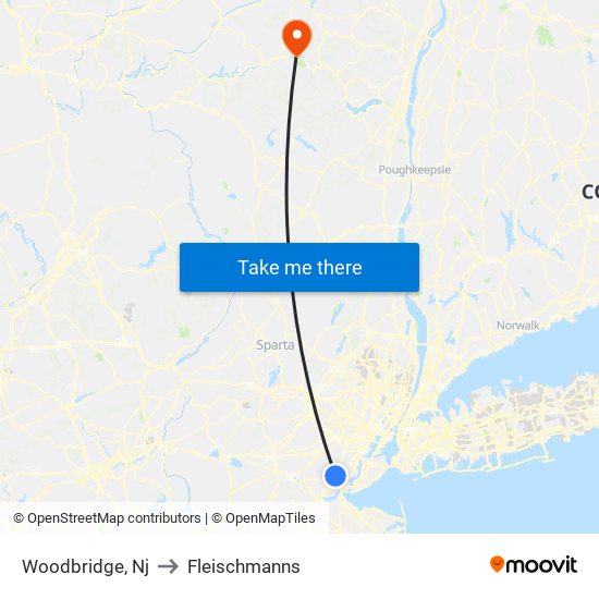 Woodbridge, Nj to Fleischmanns map