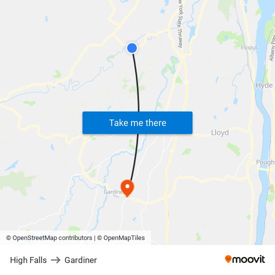 High Falls to Gardiner map