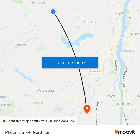 Phoenicia to Gardiner map