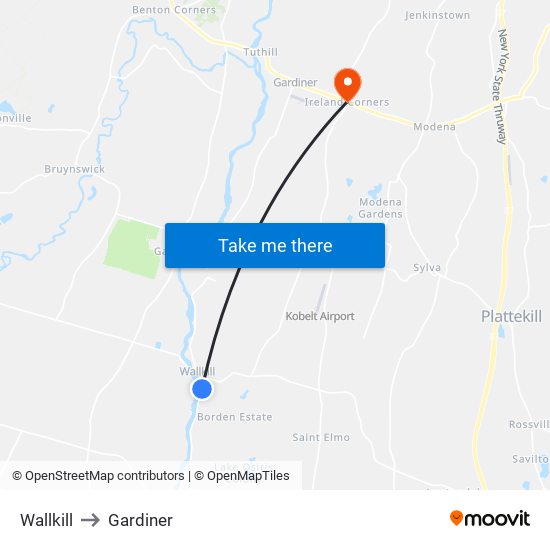 Wallkill to Gardiner map