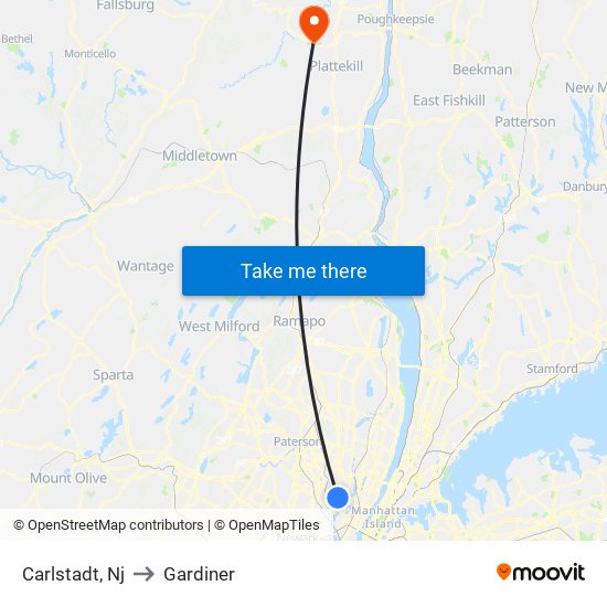 Carlstadt, Nj to Gardiner map