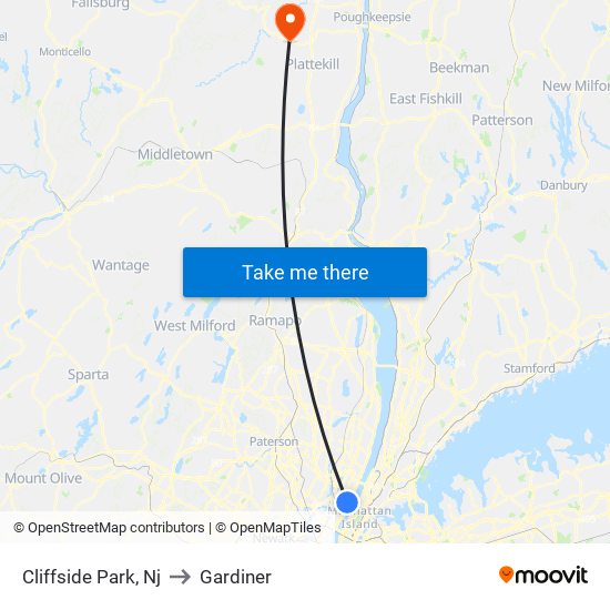 Cliffside Park, Nj to Gardiner map