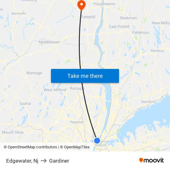 Edgewater, Nj to Gardiner map