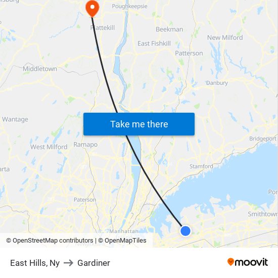 East Hills, Ny to Gardiner map