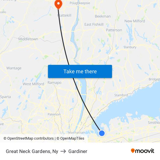 Great Neck Gardens, Ny to Gardiner map