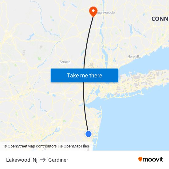 Lakewood, Nj to Gardiner map