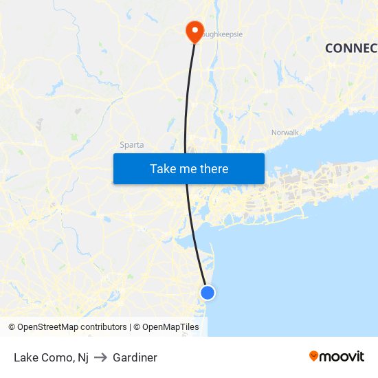 Lake Como, Nj to Gardiner map